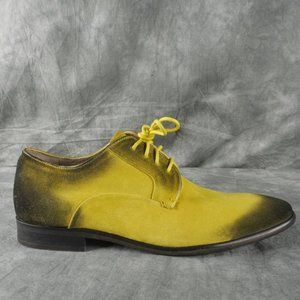 ULTRA RARE Donald J Pliner DMSX Yellow/Black Suede Dress Lace-Up Men's 8M S1E1